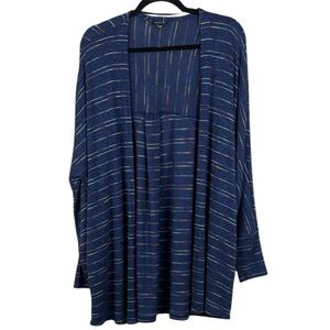 Torrid Blue Multi-Color Rainbow Stripe Open-Front Size 3X Cardigan